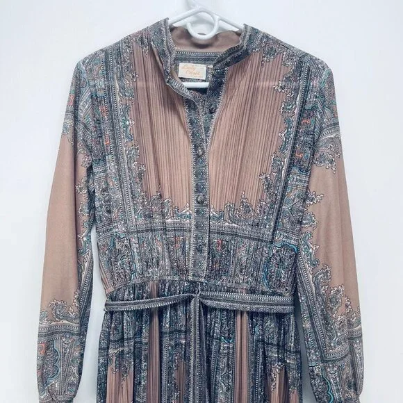 Vintage Lady Carol of New York Dress Size L Women’s Pleated Brown